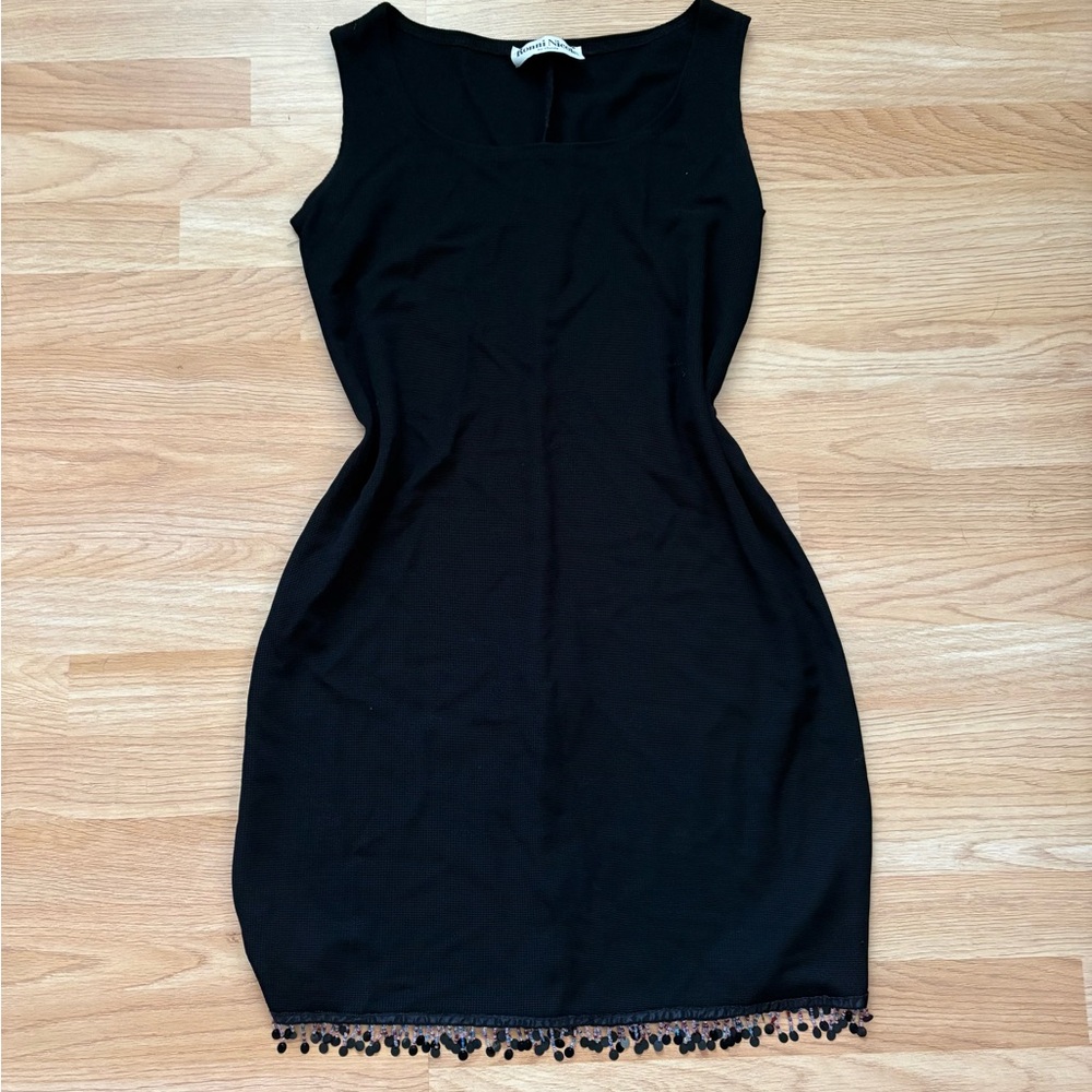 Ronni Nicole Black Mini Dress with Beaded Fringe